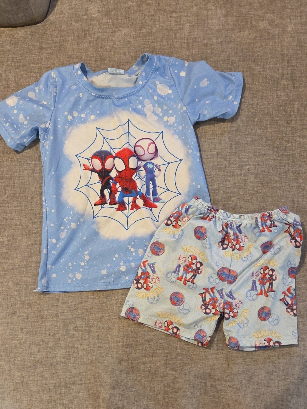 Kids Light Blue Spider Superhero Pajama Set
